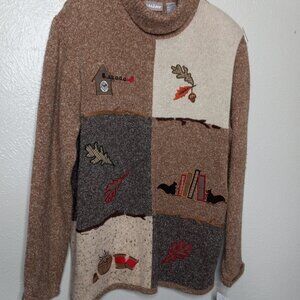 Tanjay Fall Leaves Vintage Knit Pullover Sweater Size L - NWT